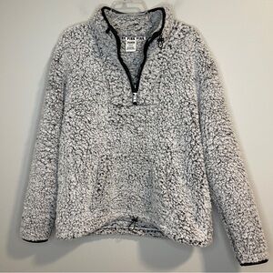 PINK Victoria’s Secret Pullover Womens Large Women's 1/4 zip sherpa grey/black